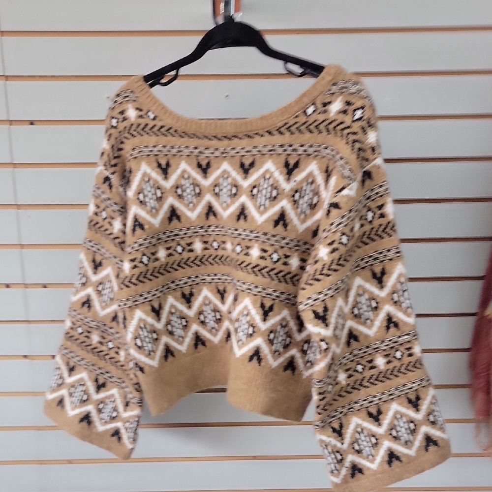 Aztec Patterned Scoop Neck Sweater - image 4